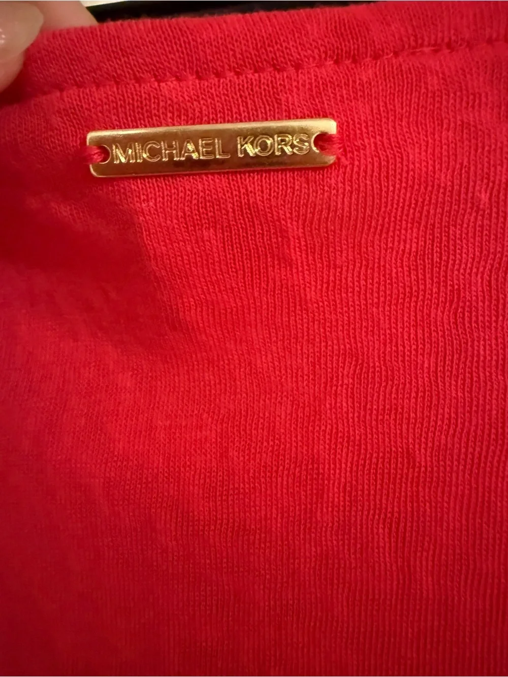 Michael Kors Bright Red V-Neck Smocked Waist Peplum Top